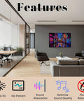 8 Pack Peel And Stick Acoustic Wall Panels With Neon Graffiti City Skyline Design Premium Polyester Fiber Sound Absorbing Foam Tiles For Recording Booths And Home Office Level Up Your Rig in modern office interior.