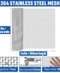 Heavy Duty 20 Mesh 304 Stainless Steel Wire Screen Roll For Air Vents Window Screens Garden Covers And Filters Rust Free