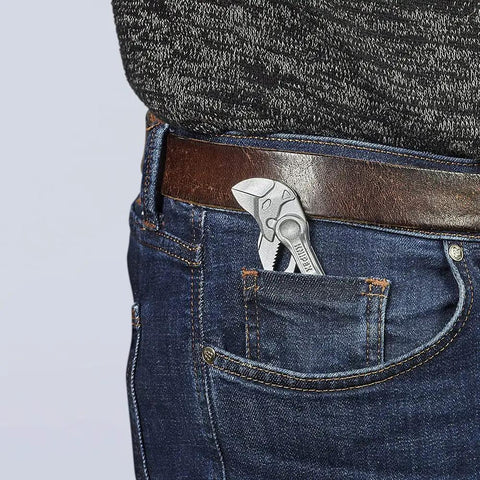 Pliers Wrench XS 4 Inch One Hand Quick Adjust Pliers For Gripping Holding Pressing And Bending, in a pocket.
