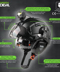 Built Tough Hard Hat Safety Helmet With Rechargeable Headlamp Visor Ear Muffs Vented Design Waterproof Bag 7 In 1 Kit For Industrial Construction Forestry ANSI Z89.1 Compliant