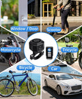 Bike Alarm With Remote And USB Rechargeable Power For Your Ride Vibration Motion Sensor Trigger Ultra Loud 110dB Anti Theft Alarm For Bicycle Motorcycle Electric Scooter IP65 Waterproof And Easy Mount Kit on bicycle, scooter, and car