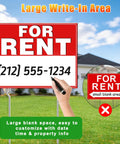 Double Sided For Rent Yard Sign Set With Metal Stakes 17 By 13 Inch Corrugated Plastic Real Estate Signs With Arrow Stickers