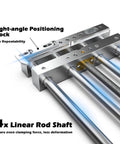 CNC Router Beefy High-Precision Aluminum Vise Bench Clamp For Milling And Machining, 150mm Wide, 186mm Clamping Range, Heavy-Duty Aluminum Construction, All-Make Compatibility, 4x linear rod shaft detail