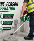 Powerful Electric Cable Puller That Turns Your Drill Into A Serious Wire Tugger for One Person Jobs in use on a conduit.