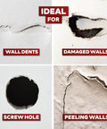 Wall and ceiling damage examples for Heavy Duty Aluminum Drywall Patch Kit 12 Pack With Fiberglass Mesh Mess Free Self Adhesive Wall And Ceiling Hole Patches 4 6 8 Inch For Sheetrock Durable DIY Fix That Sticks And Lasts. Includes wall dents, damaged walls, screw holes, peeling walls.