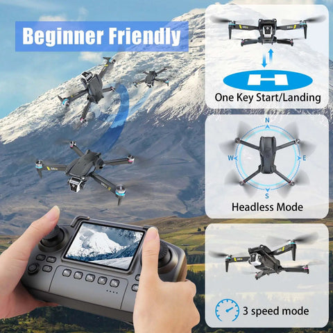 Brushless Drone With Camera For Kids And Beginners, Screen On Controller, No Phone Needed, indoor and outdoor flying features shown