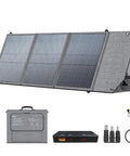 Rock Solid 1800W Portable Power Station Featuring 1024Wh LiFePO4 Battery And 100W Solar Panel with foldable design and connectors.