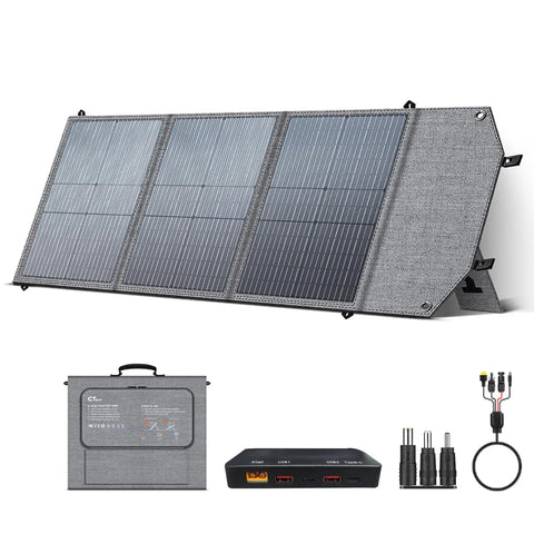 Rock Solid 1800W Portable Power Station Featuring 1024Wh LiFePO4 Battery And 100W Solar Panel with foldable design and connectors.