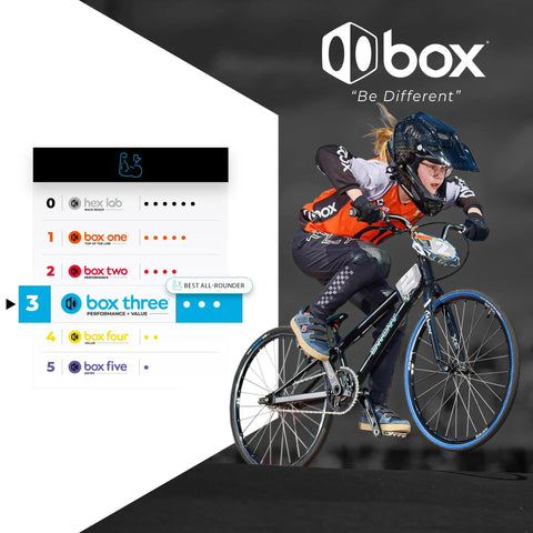 Cyclist on BMX with 120mm 6 Bolt BMX Disc Brake Rotor In Stainless Steel For Race Ready Bikes With Safe Rounded Edge Design.