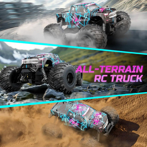 One Sixteenth Scale Glowing Spider Remote Control Car With LED Lights All Terrain Off Road Monster Truck in action