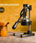 Cast Iron Manual Citrus Juicer Heavy Duty Orange Press Professional Bar Quality Hand Squeezer with measurements 13.8" height