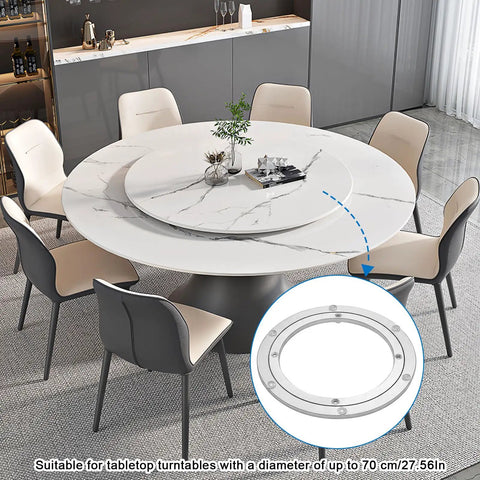 Heavy Duty 11.8 Inch Lazy Susan Hardware Turntable Bearing Aluminum Alloy Swivel Base For Dining Tables And DIY Displays Smooth 360 Degree Rotation Rust Resistant Works With Wood Glass Marble used on a dining table