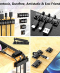 327 Piece Cable Management Kit with cable clips, cord holders, and mounts for computer desk setup, DIY cleanup.