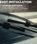 Windshield wiper blades, 22-inch, pair, installed on car windshield