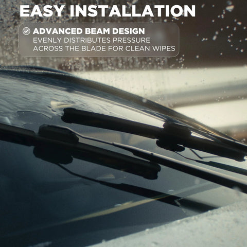 Windshield wiper blades, 22-inch, pair, installed on car windshield