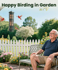 Backyard Ready Squirrel Proof Bird Feeder With 3 Port Design Gravity Spring And Metal Build attracting birds in a garden