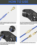 Step-by-step guide using Self Adjusting Wire Terminal Crimping Tool Kit with Ratcheting Crimper for AWG 22 to 16 0.5 to 1.5 mm²