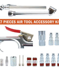 17 Piece Air Compressor Hose Kit 3/8 Inch x 25ft PVC Air Tool Accessories Set with various fittings and inflating tools