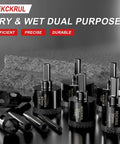 REKCKRUL 10-piece diamond hole saw set with black cylindrical arbors for ceramic, glass, tile, granite, marble