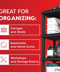 Four Shelf Beefy Heavy Duty Plastic Storage Shelves With 600 Pound Capacity, perfect for organizing various spaces.