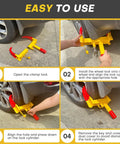 Instructions on using Heavy Duty Wheel Clamp Lock For Cars Trucks Trailers And SUVs Adjustable Universal Tire Lock With 3 Keys Anti Theft Security Durable Steel Construction Soft Coated Clamp Red