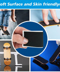 Collage showing 30 Sheets Fingerboard Foam Grip Tape 38mm By 110mm Soft Black Non Slip Grip For Tricks And Grinds with fingerboards.