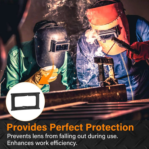 Welders using 9101-H5 Retaining Spring for Fiber-Metal Welding Hoods, ensuring lens security in harsh conditions.