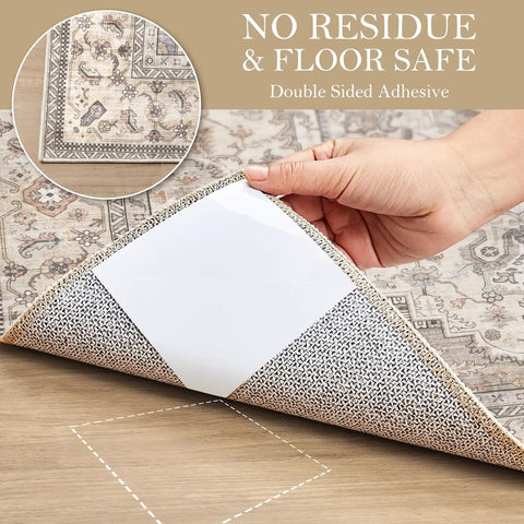 Applying No Slip Rug Tape For Rubber Backed Rugs 12 Pack Anti Slip Rug Grips Stickers For Wood Floors Carpet And Area Rugs