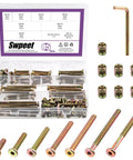 Colored Zinc M6 Hex Socket Head Cap Screws Kit With 20/30/40/50/60/70/80mm Lengths, Barrel Nuts, Crib Baby Bed Bolts, And 1 Allen Wrench in case