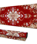 Massive 31.5 By 11.8 Inch Gaming Mouse Pad With Luxury Red Ornamental Pattern, Non Slip Desk Mat unrolled and rolled view