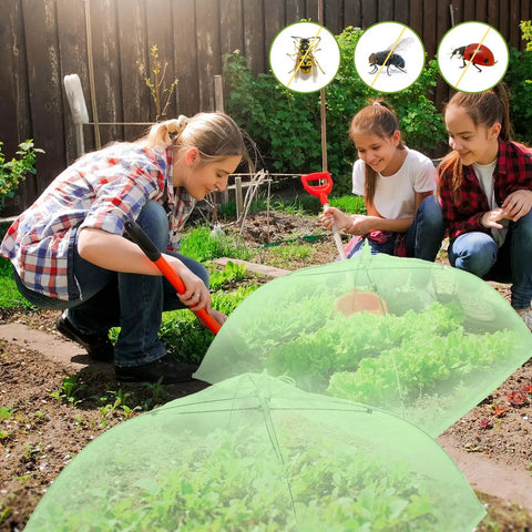 Four Pack Mesh Plant Covers Reusable Cloche Domes For Outdoor Garden Greenhouse Protect Veggies Fruit And Flowers From Pests Collapsible Umbrella Style 15 By 15 Inch Green