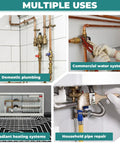 Image showing 100 Pack Copper Union Coupling Fittings 1 X 1 Inch Press Connectors used in domestic plumbing and commercial water systems.