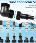 Various hose connectors including NPT threaded fittings for 1HP Submersible Sump Pump For Clean Or Dirty Water 4600 GPH Utility Pump.