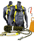 Tornado Assembly 1D Ring Full Body Safety Harness with 50 Ft Vertical Lifeline, Tool Lanyard, Roof Anchor