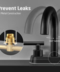 All Metal 4 Inch Matte Black Bathroom Sink Faucet Centerset Vanity With Two Handles, Sleek Stainless Steel Build