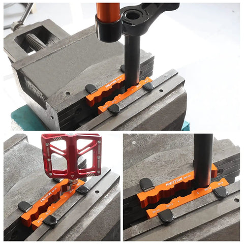 Bike Axle And Spindle Vise Insert With Magnetic Clamp in action securing parts for maintenance