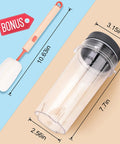 Replacement 16 Oz Blender Cup Set With Six Fin Blade Assembly For Personal Blenders showing cup dimensions and bonus spatula