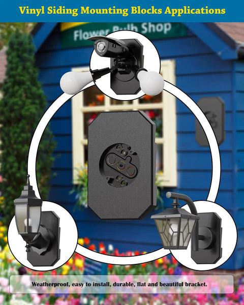 Durable Outdoor Siding Light Mounting Block Kit With Built In Electrical Box Black Vinyl Siding Block For Half Inch Double Weatherproof Mounting Plate Easy Install 1 Pack on house siding