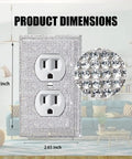 6 Pack Sparkling Rhinestone Wall Plate Covers For Light Switches And Outlets, Silver Bling Decor, showing 4.5x2.65 inch size