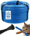 Blue Split Wire Loom Tubing Half Inch 250 Ft Auto Marine Wire Protector Conduit Kit with tool and 50 cable ties, cat chewing.