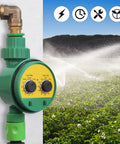 Automatic Sprinkler Timer With Rain Delay And Manual Watering, Smart Garden Irrigation Controller in use watering a field