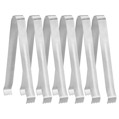 Restaurant Grade 6.5 Inch Pom Tong Set Of 6 Stainless Steel Garnish Tongs with satin finish for bar tools and servers