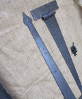 Two Huge Strap T Hinges 24 Inch Hand Forged Gate Hardware Barn Rustic Medieval Iron Set Of 2 on burlap with screws