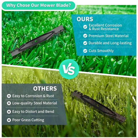 Comparison of Gator Mulching Blade For 21 Inch Deck Beefs Up Your Mower Replaces 942-0741 and other brands on grass