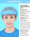 Legit 5 Pack Anti Static Mesh Work Hat With Solid Front Rim And Easy Stretch Band Pull On ESD Cap Unisex Style in light blue.