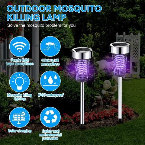 4 Pack Solar Bug Zapper Outdoor Waterproof Mosquito Killer Lamp With LED Light For Garden Patio Yard