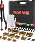 Rivet Nut Tool Kit With 16 Inch Heavy Duty Rivet Nut Tool 12 Mandrels Metric And SAE 230 Nuts Wrench Gloves Carrying Case Auto Release Nut Design For Automotive Construction And DIY Projects
