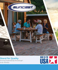 People dining outdoors with 77 Quart Outdoor Patio Cooler With Wheels And Hinged Lid Wicker Look Resin With Built In Storage Basket.