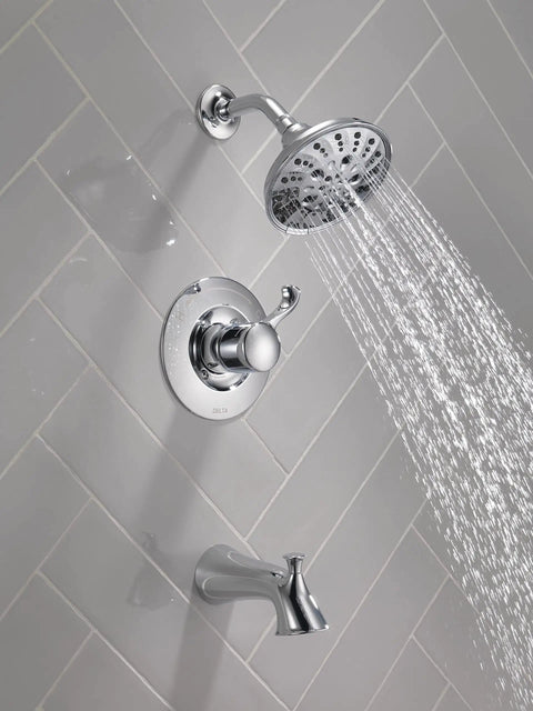 Esato 14 Series Single-Handle Tub and Shower Trim Kit Chrome Finish with Valve Included H2Okinetic PowerDrench Rain Spray