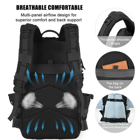 50L Military Tactical Backpack For Men With Molle System Large Daypack 3 Day Assault Pack Bug Out Bag Water Resistant Heavy Duty